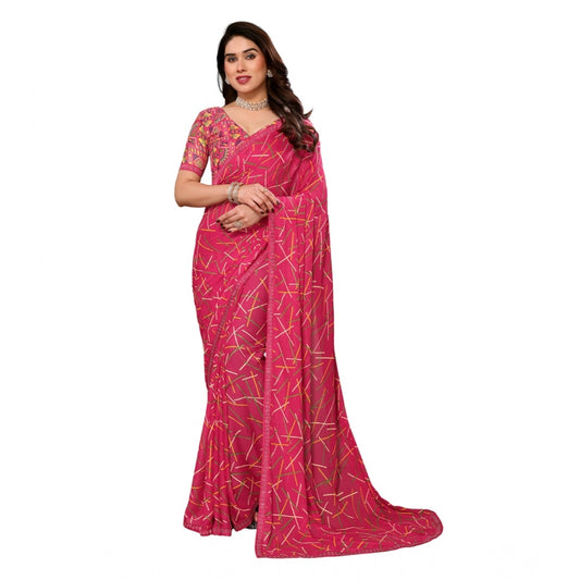 Urbane Women's Georgette Printed Saree With Blouse Piece