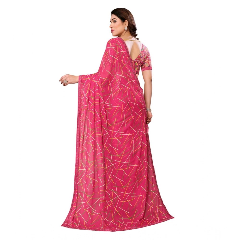Urbane Women's Georgette Printed Saree With Blouse Piece