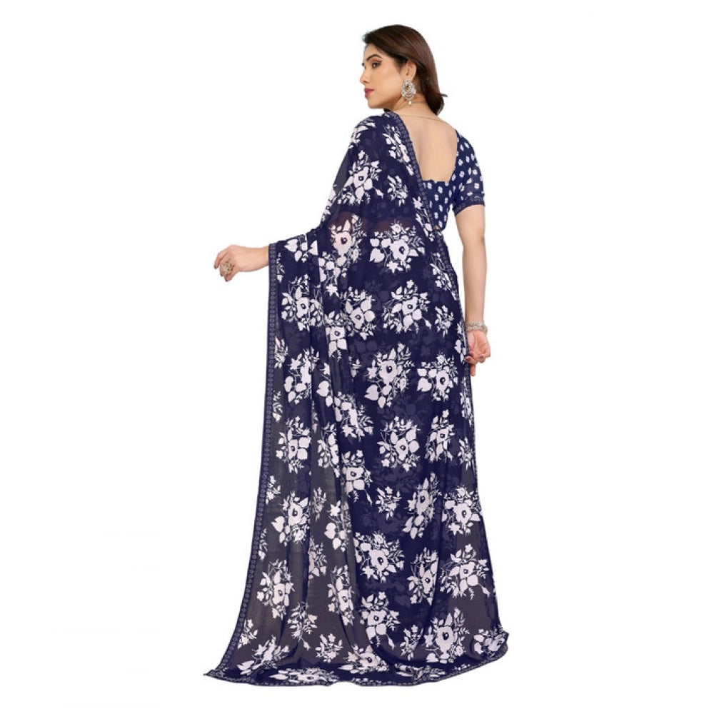 Fashionista Women's Georgette Printed Saree With Blouse Piece