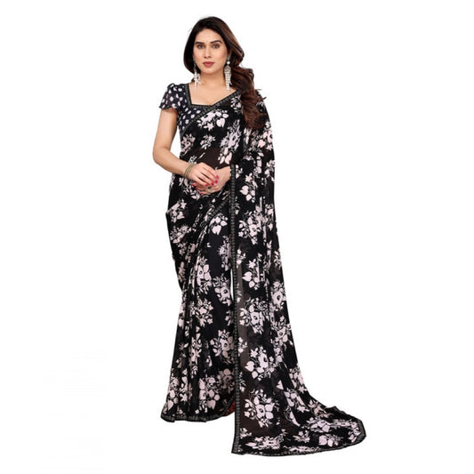 Fashionista Women's Georgette Printed Saree With Blouse Piece