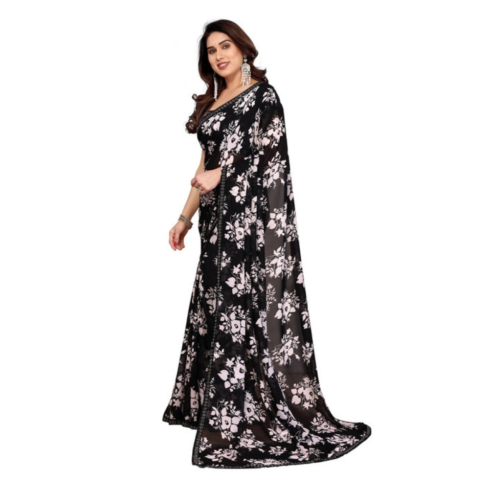 Fashionista Women's Georgette Printed Saree With Blouse Piece