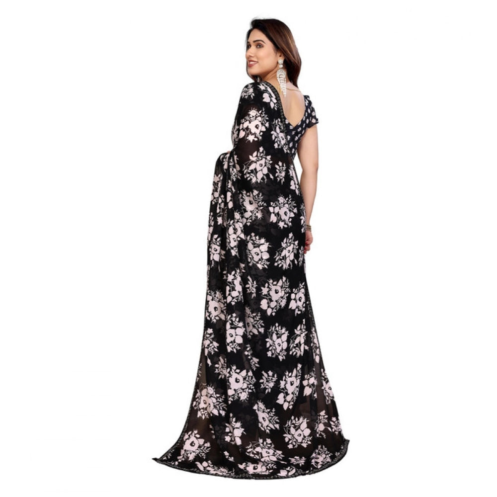 Fashionista Women's Georgette Printed Saree With Blouse Piece
