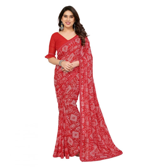 Fashionista Women's Georgette Printed Saree With Blouse Piece
