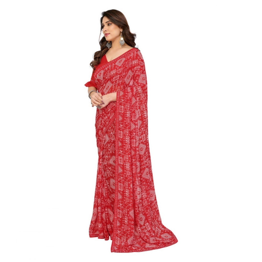 Fashionista Women's Georgette Printed Saree With Blouse Piece