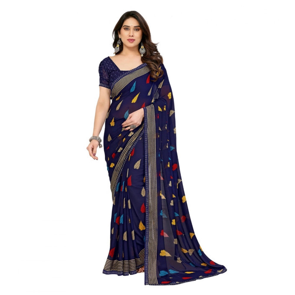 Comfy Women's Georgette Printed Saree With Blouse Piece