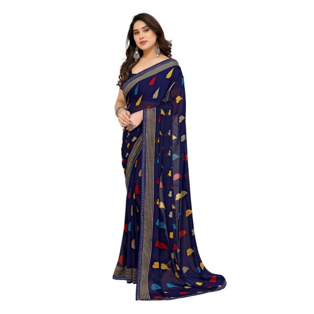 Comfy Women's Georgette Printed Saree With Blouse Piece