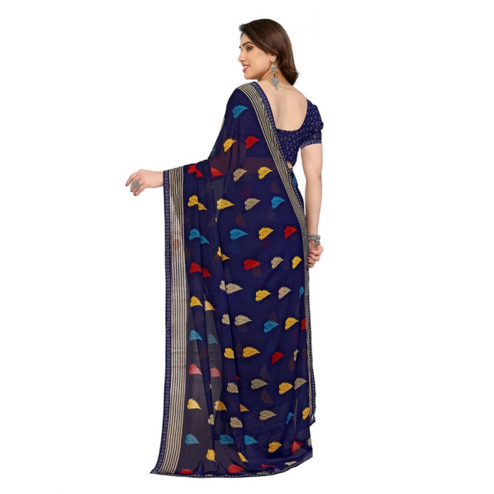 Comfy Women's Georgette Printed Saree With Blouse Piece