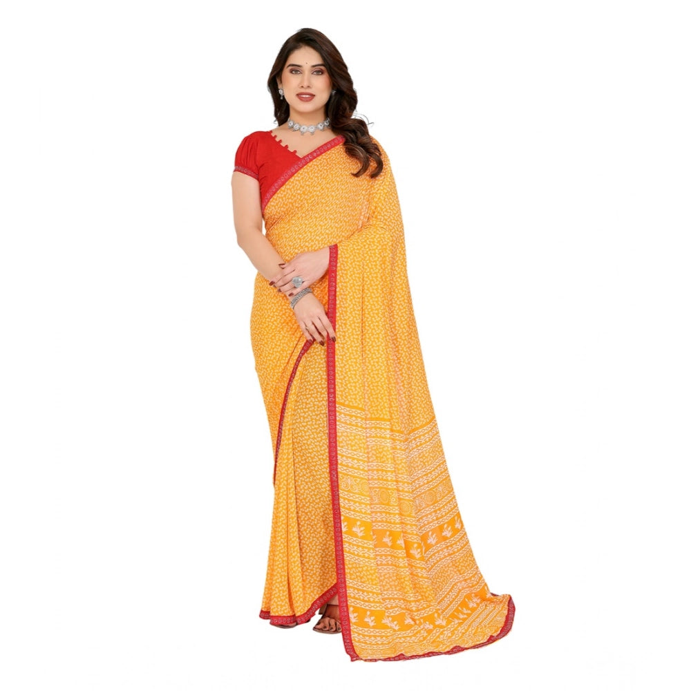 Comfy Women's Georgette Printed Saree With Blouse Piece