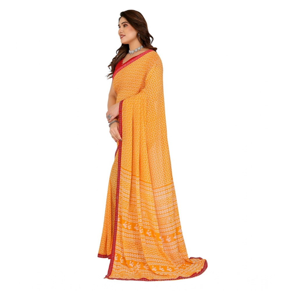 Comfy Women's Georgette Printed Saree With Blouse Piece