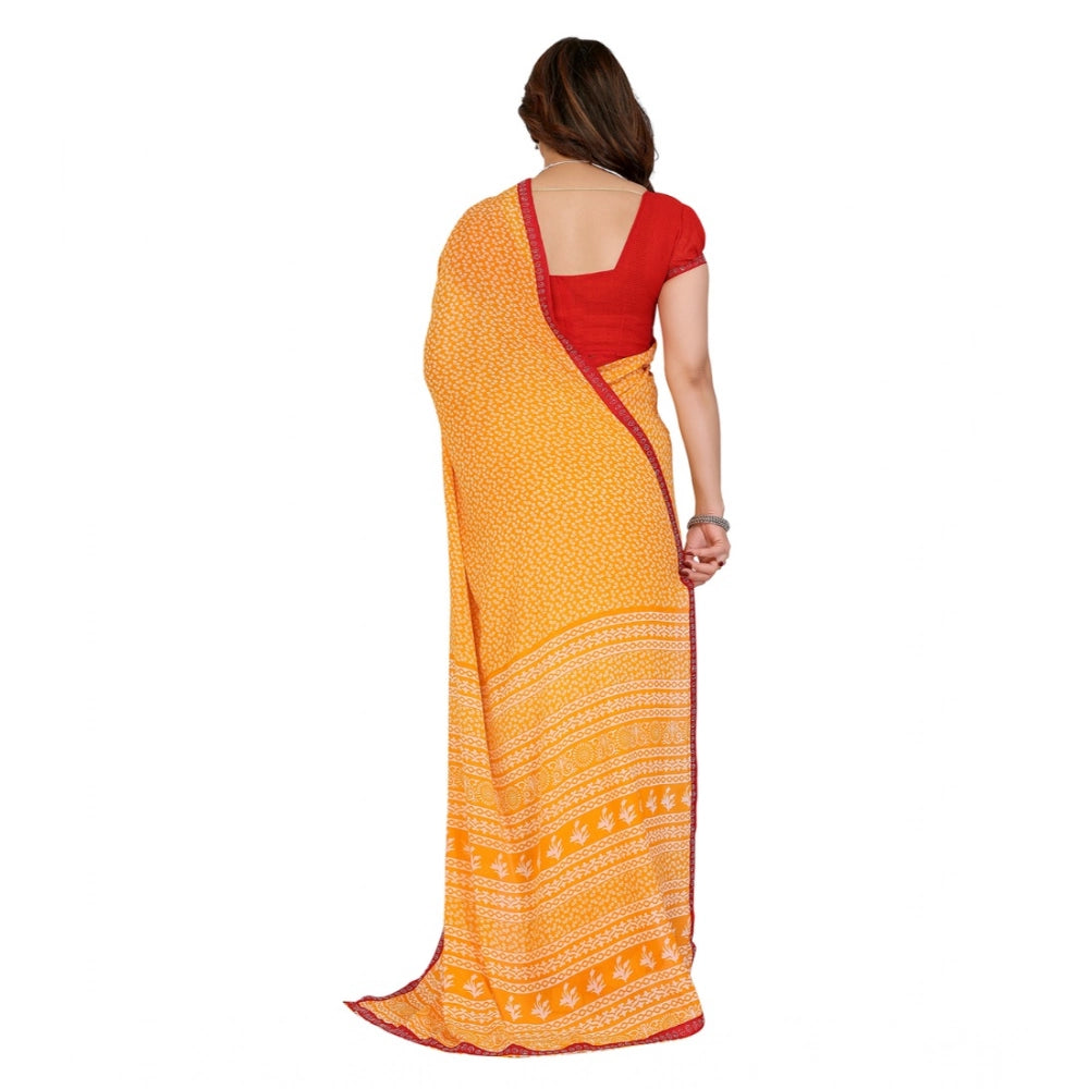 Comfy Women's Georgette Printed Saree With Blouse Piece