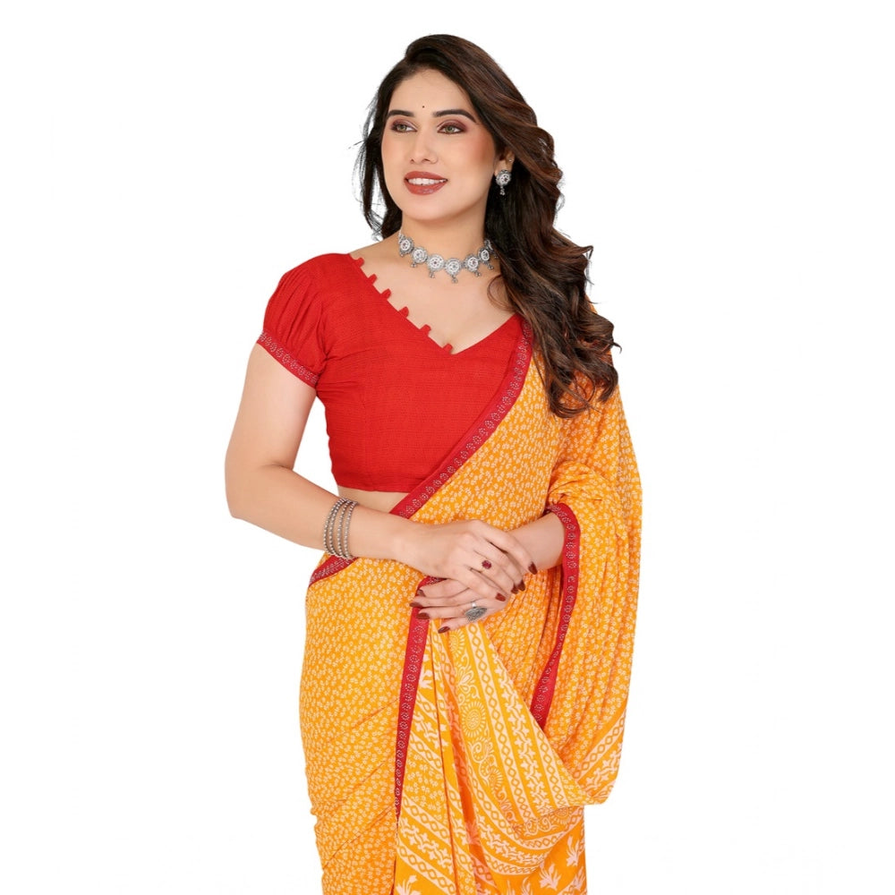 Comfy Women's Georgette Printed Saree With Blouse Piece