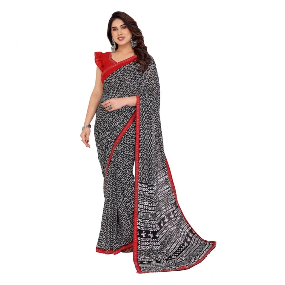 Comfy Women's Georgette Printed Saree With Blouse Piece