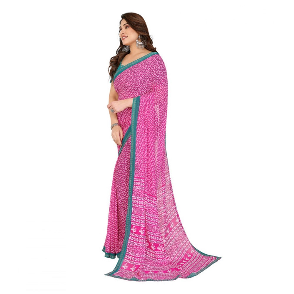 Comfy Women's Georgette Printed Saree With Blouse Piece