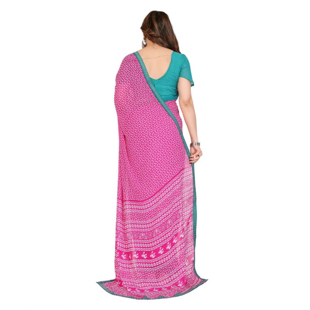 Comfy Women's Georgette Printed Saree With Blouse Piece