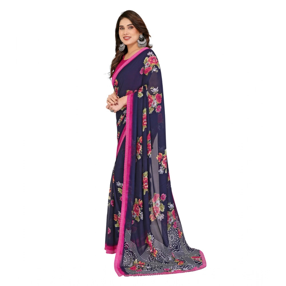 Comfy Women's Georgette Printed Saree With Blouse Piece