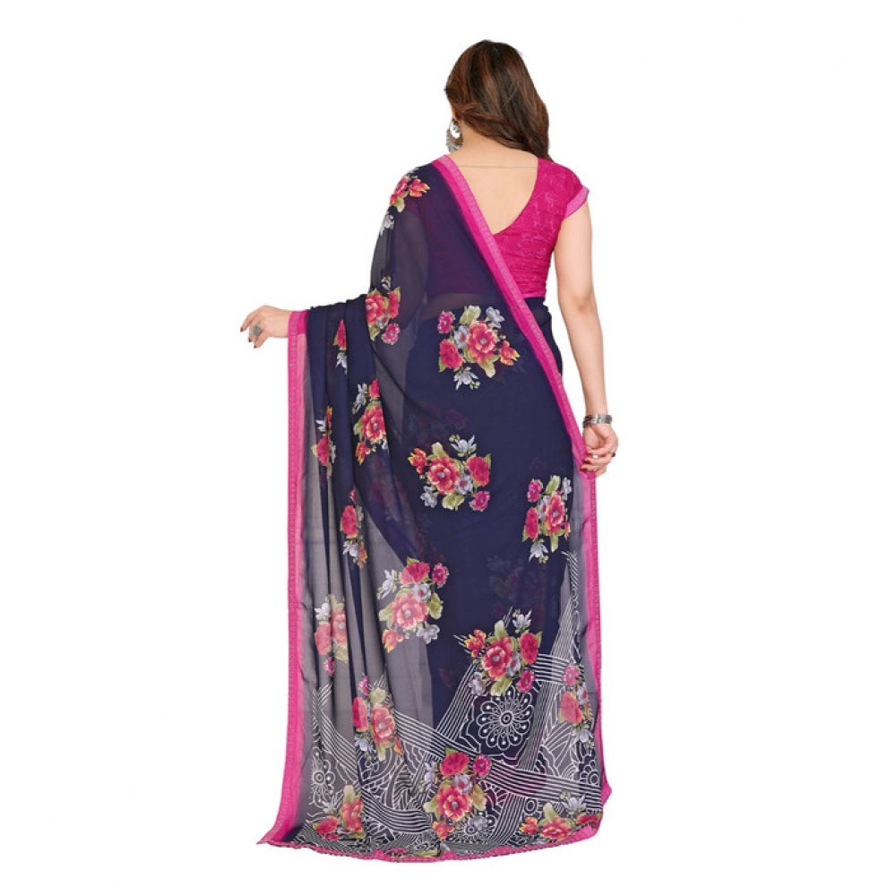 Comfy Women's Georgette Printed Saree With Blouse Piece