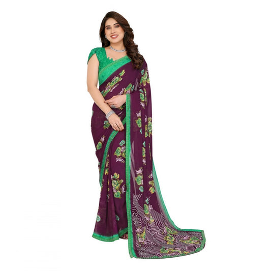 Comfy Women's Georgette Printed Saree With Blouse Piece