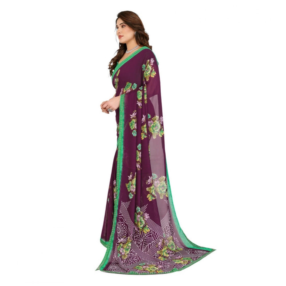 Comfy Women's Georgette Printed Saree With Blouse Piece