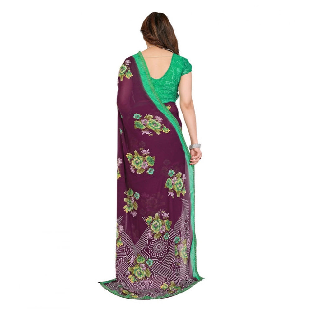 Comfy Women's Georgette Printed Saree With Blouse Piece