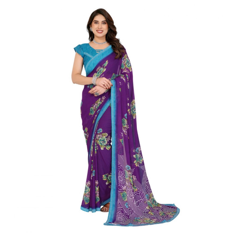 Comfy Women's Georgette Printed Saree With Blouse Piece
