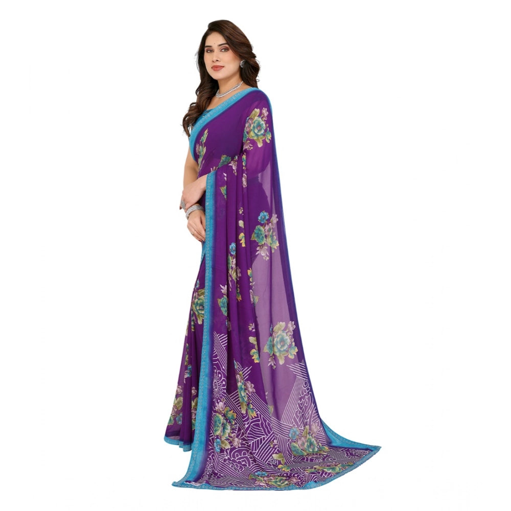 Comfy Women's Georgette Printed Saree With Blouse Piece