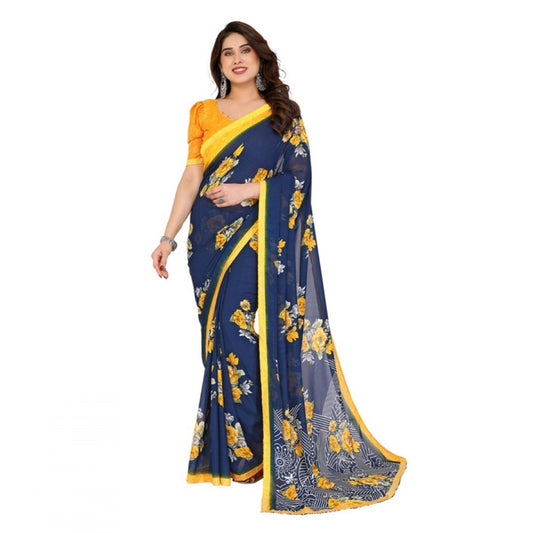 Comfy Women's Georgette Printed Saree With Blouse Piece