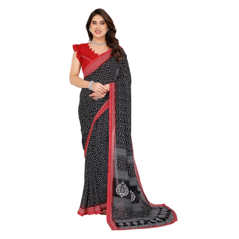 Comfy Women's Georgette Printed Saree With Blouse Piece