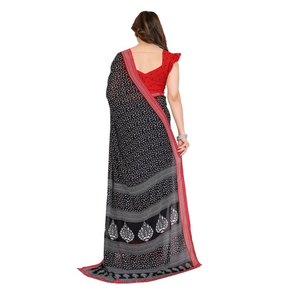 Comfy Women's Georgette Printed Saree With Blouse Piece