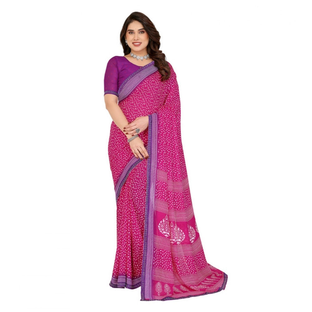 Comfy Women's Georgette Printed Saree With Blouse Piece