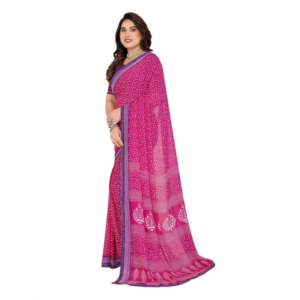 Comfy Women's Georgette Printed Saree With Blouse Piece