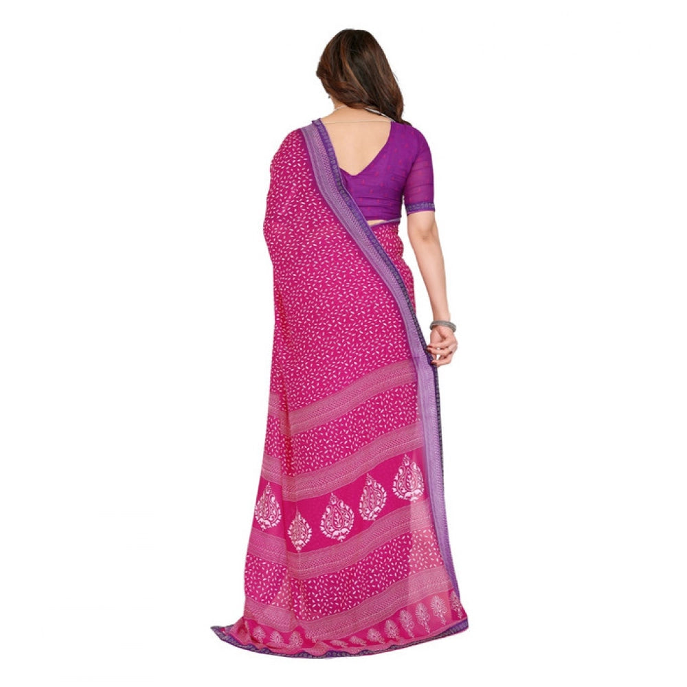 Comfy Women's Georgette Printed Saree With Blouse Piece