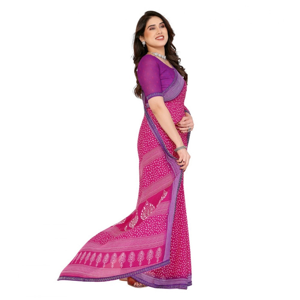 Comfy Women's Georgette Printed Saree With Blouse Piece