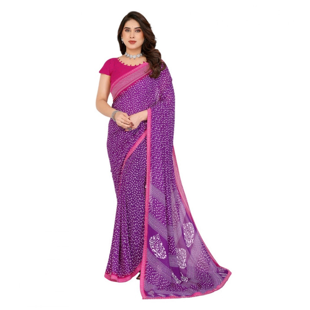 Unique Women's Georgette Printed Saree With Blouse Piece