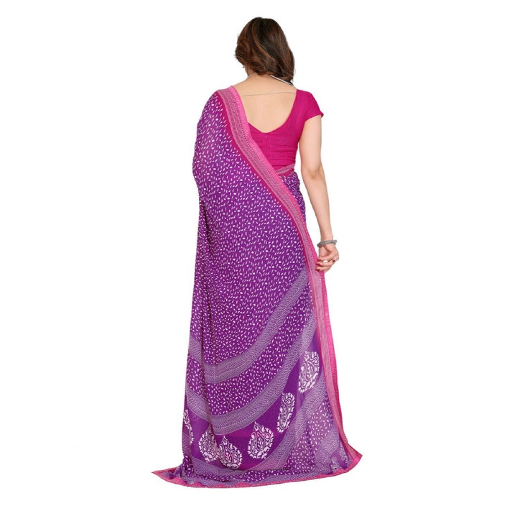 Unique Women's Georgette Printed Saree With Blouse Piece