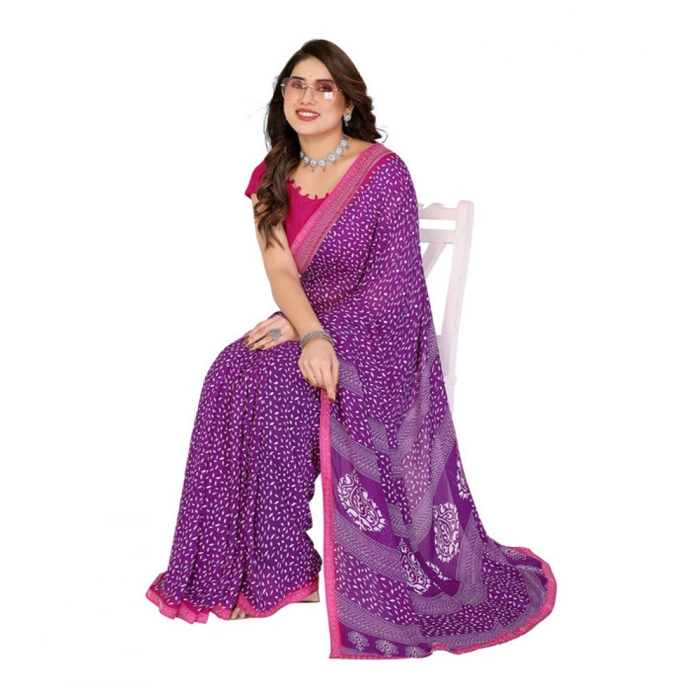 Unique Women's Georgette Printed Saree With Blouse Piece