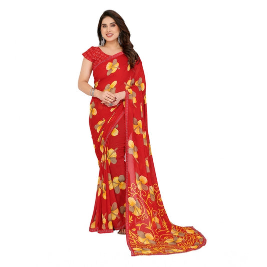 Unique Women's Georgette Printed Saree With Blouse Piece