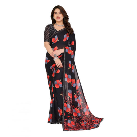 Unique Women's Georgette Printed Saree With Blouse Piece