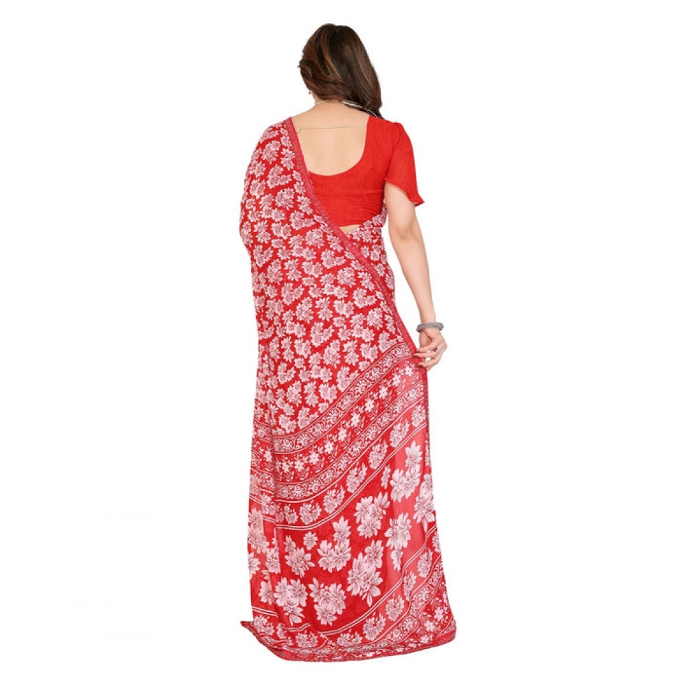 Unique Women's Georgette Printed Saree With Blouse Piece