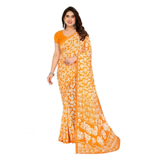 Unique Women's Georgette Printed Saree With Blouse Piece
