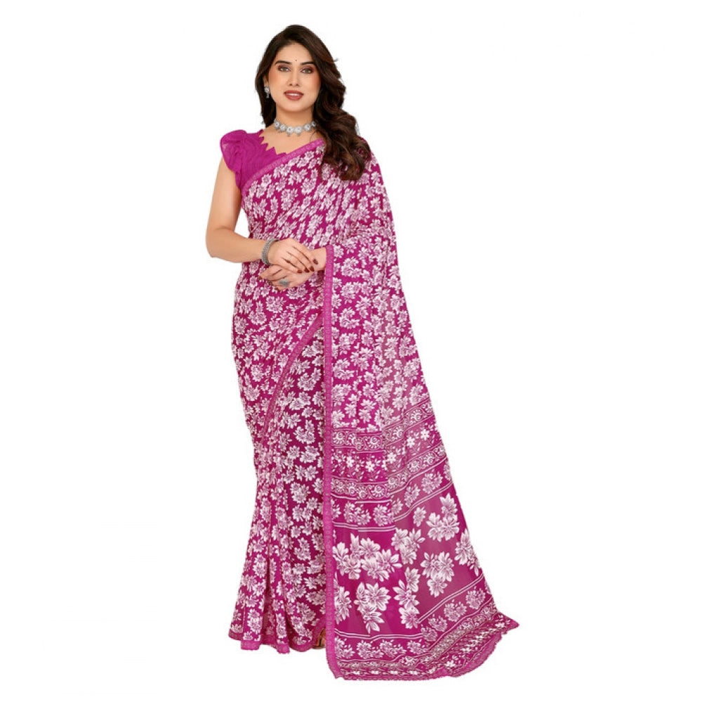 Unique Women's Georgette Printed Saree With Blouse Piece