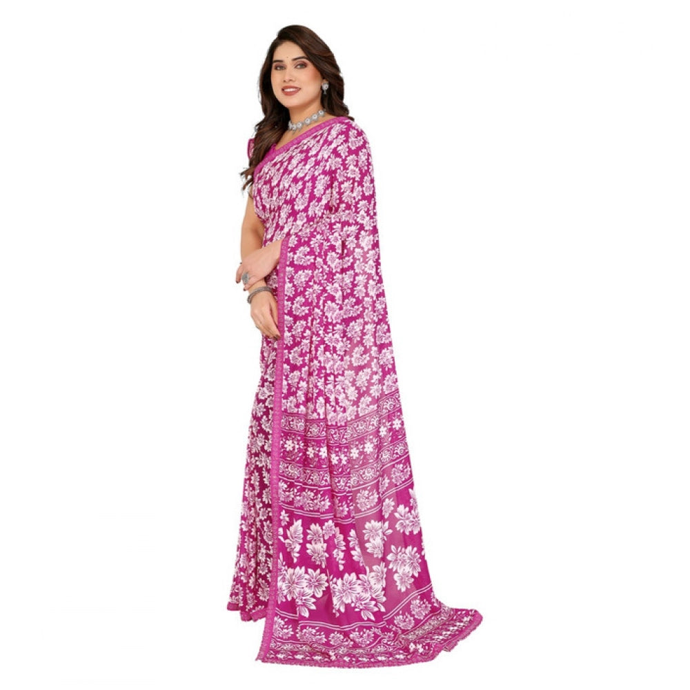 Unique Women's Georgette Printed Saree With Blouse Piece