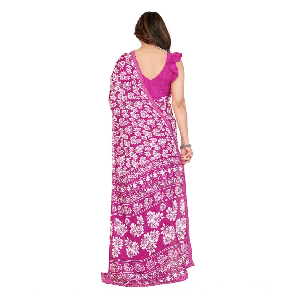 Unique Women's Georgette Printed Saree With Blouse Piece