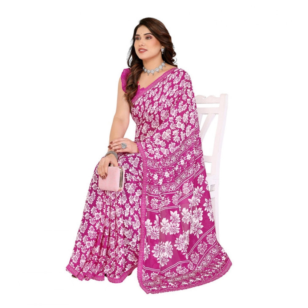 Unique Women's Georgette Printed Saree With Blouse Piece