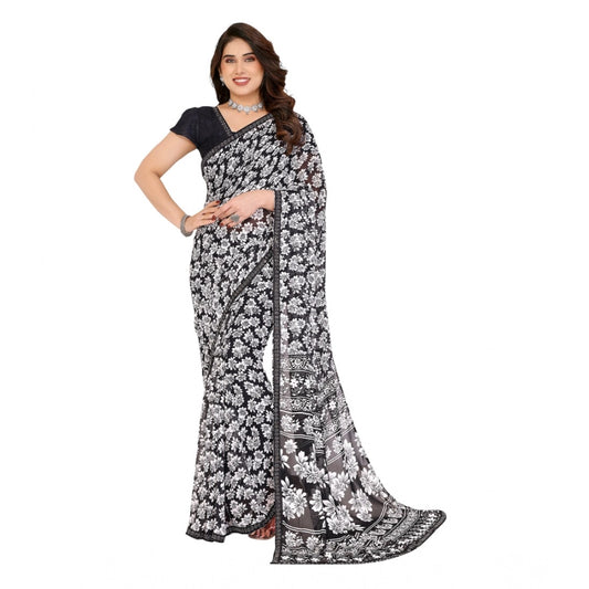 Unique Women's Georgette Printed Saree With Blouse Piece