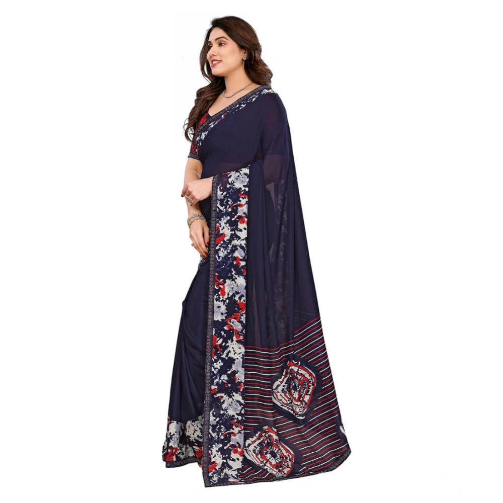 Unique Women's Georgette Printed Saree With Blouse Piece