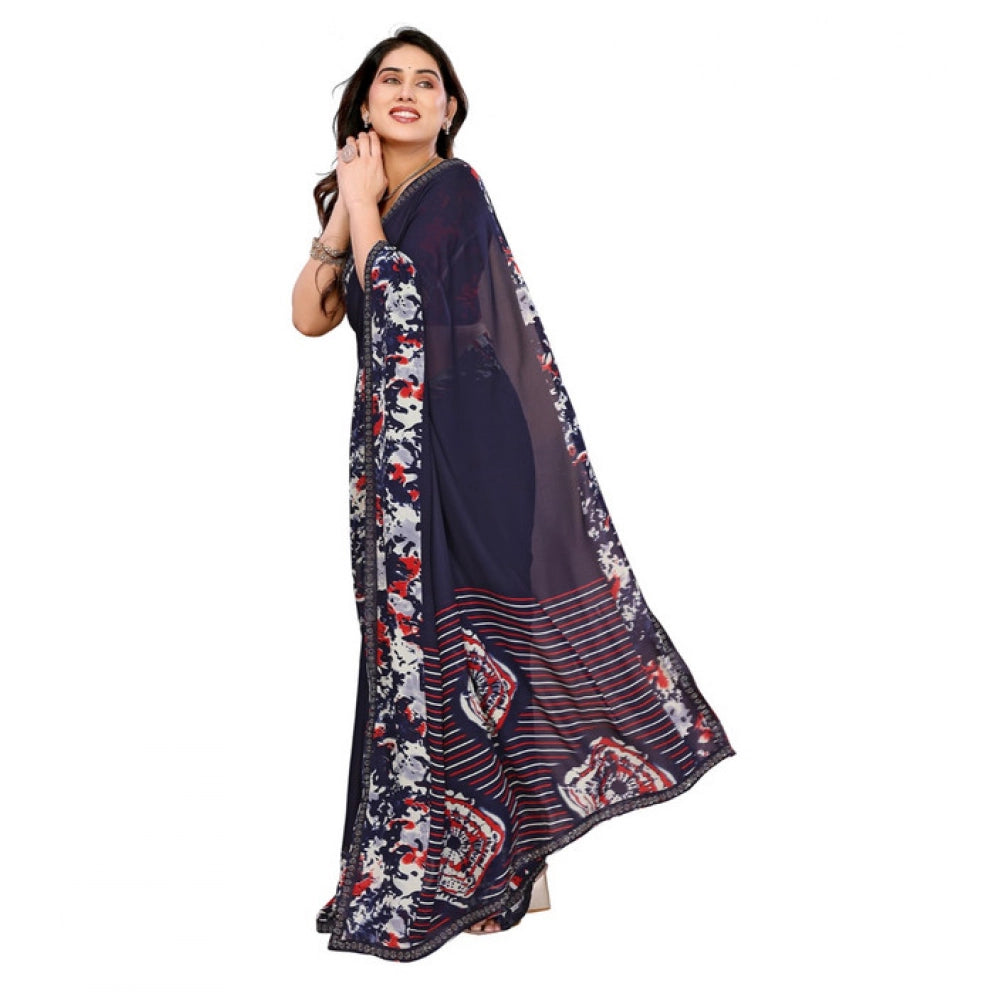 Unique Women's Georgette Printed Saree With Blouse Piece