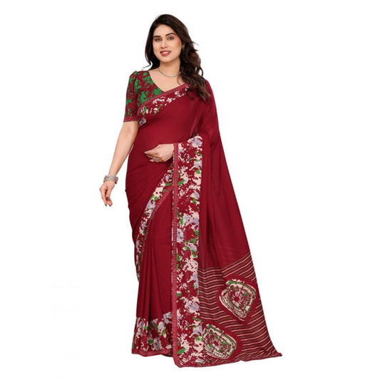 Unique Women's Georgette Printed Saree With Blouse Piece