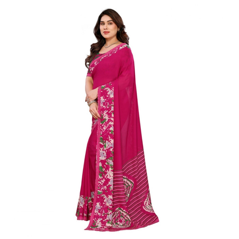 Unique Women's Georgette Printed Saree With Blouse Piece