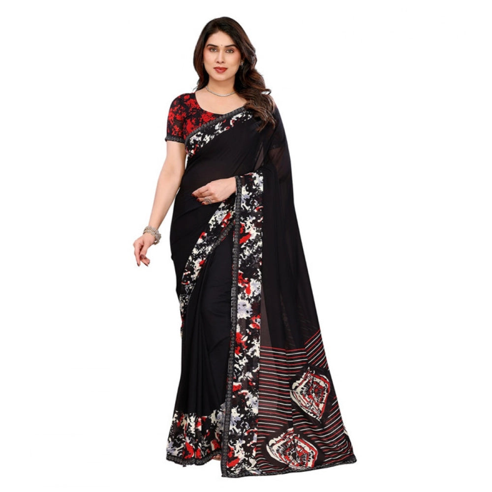 Unique Women's Georgette Printed Saree With Blouse Piece