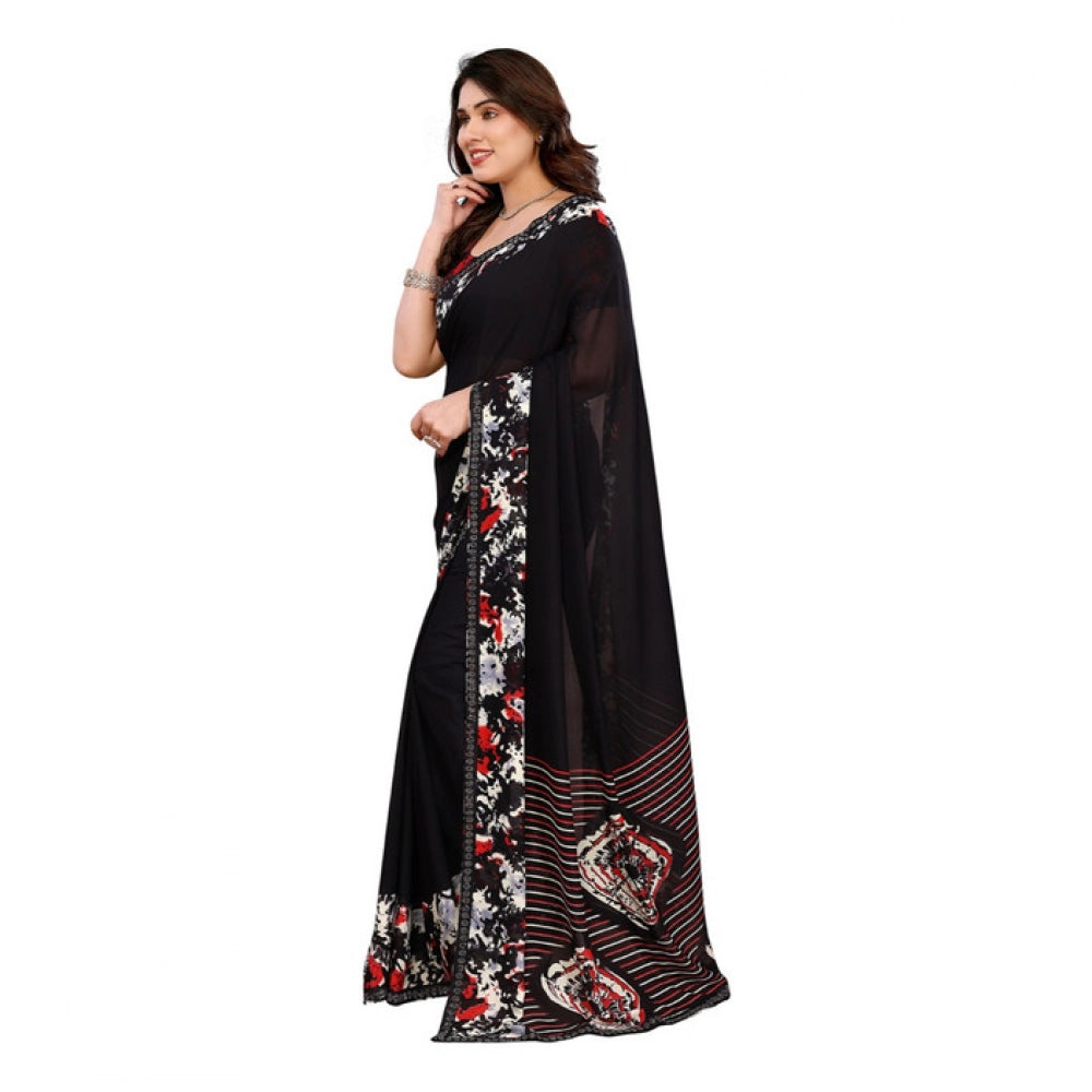 Unique Women's Georgette Printed Saree With Blouse Piece